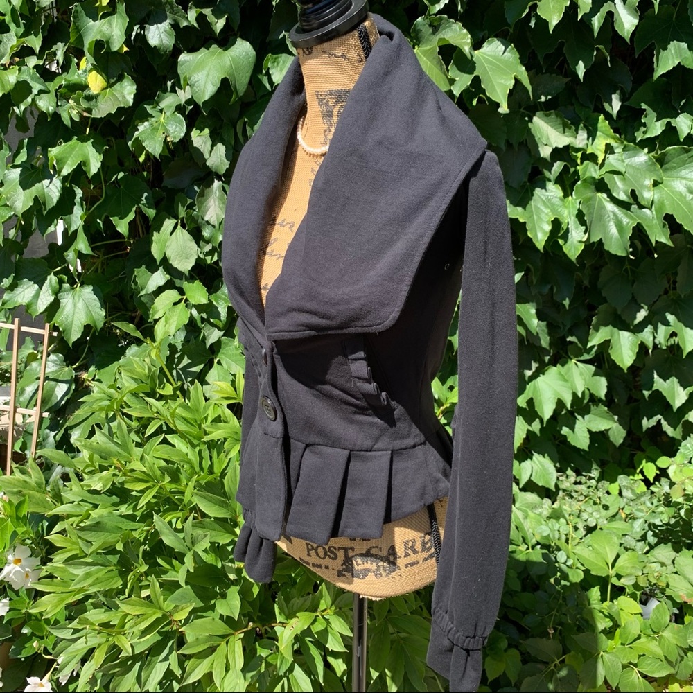 MIKE & CHRIS Black French Terry Shawl Collar Jacket, S - Picture 5 of 15
